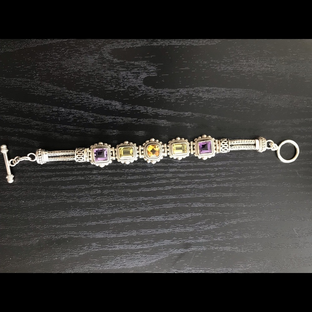 Balinese inspired SS gemstone bracelet